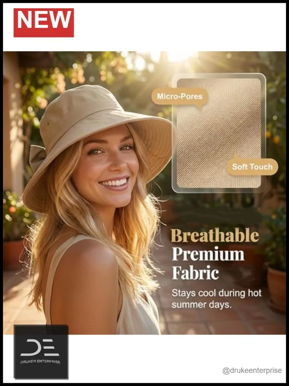 Foldable Wide Brim Sun Hat with Back Bow - Breathable Travel Beach Hat UPF